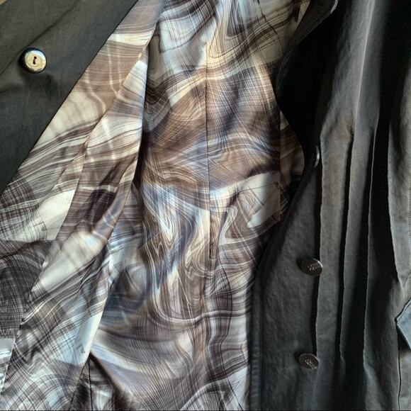 Grinvest Milano Italy Collection Black Trench with Fur Trim Size XL - Picture 9 of 9